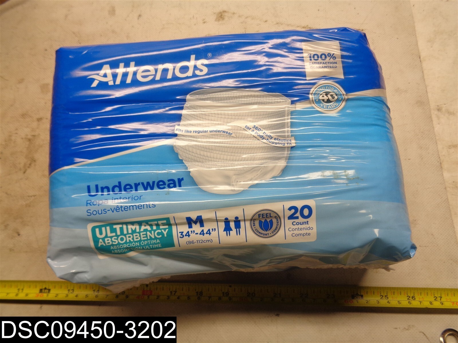 QTY=80 (4 Packs x 20) 25031 Attends Size Medium Adult Absorbency Underwear