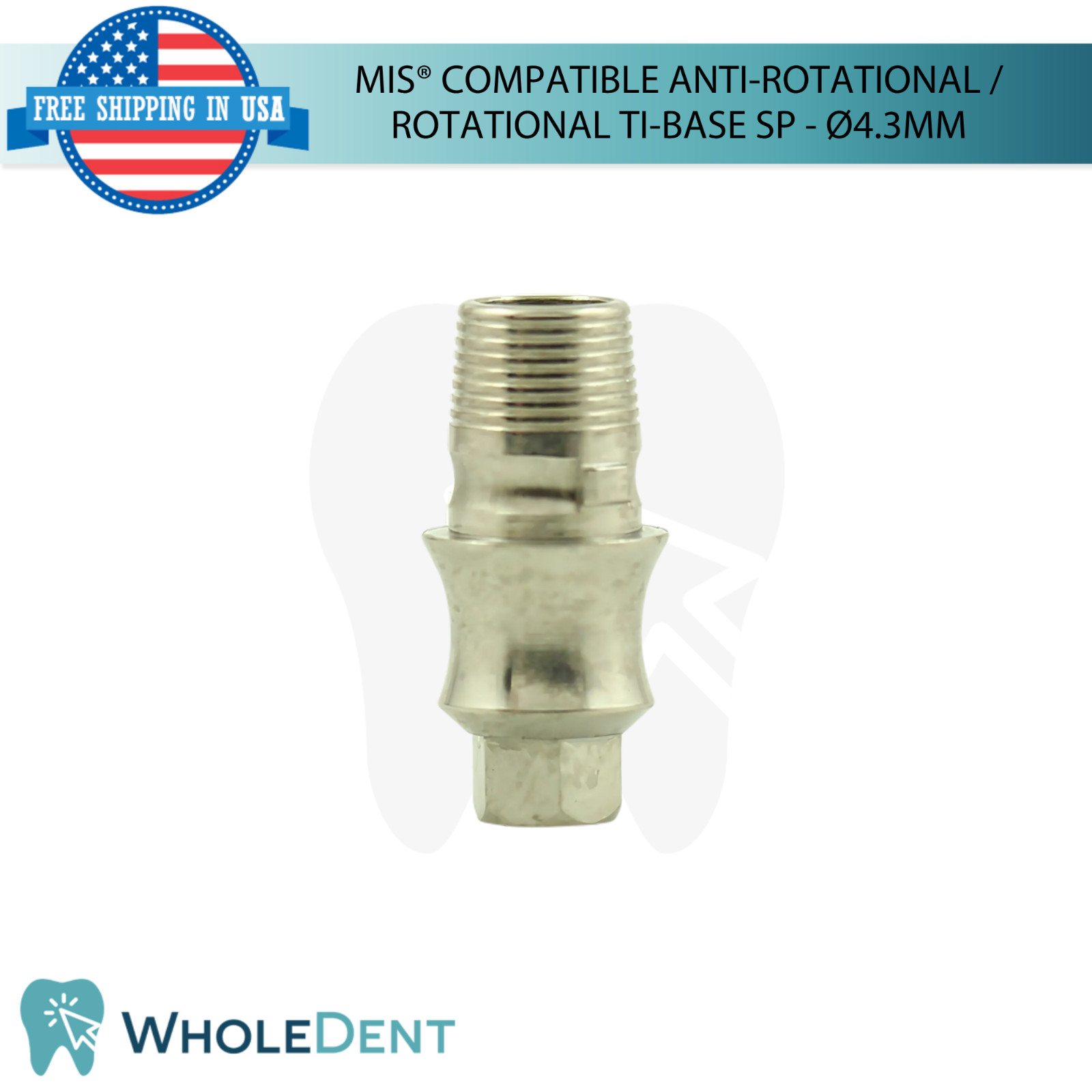 5x Dental Anti-Rotational / Rotational MIS® Compatible Tibase SP Ø4.3mm Int Hex