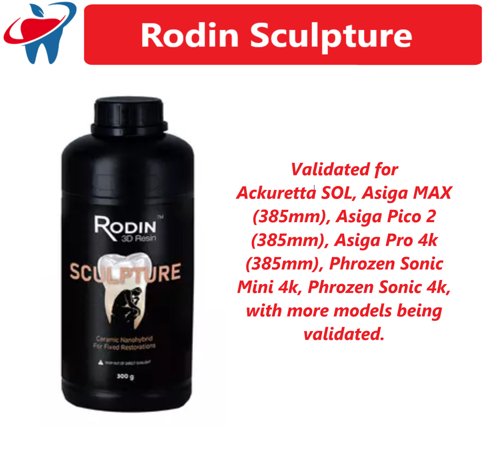 3D Resin, Rodin Sculpture Ceramic, Nanohybrid, Shade B1, 300g Btl PRINTING RESIN