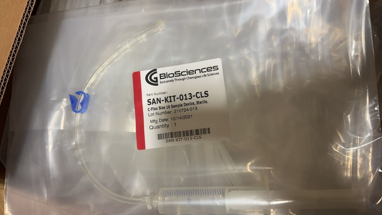 Chemglass Life Sciences SAN-KIT-013-CLS BioSciences C-Flex Size 16 Sample Device