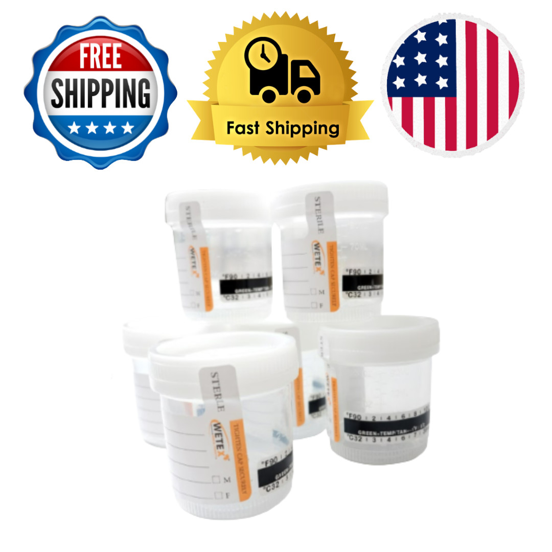 Sterile Urine Collection Cups 90 mL 3oz w/ LID + ID AREA + Temperature (400pcs)