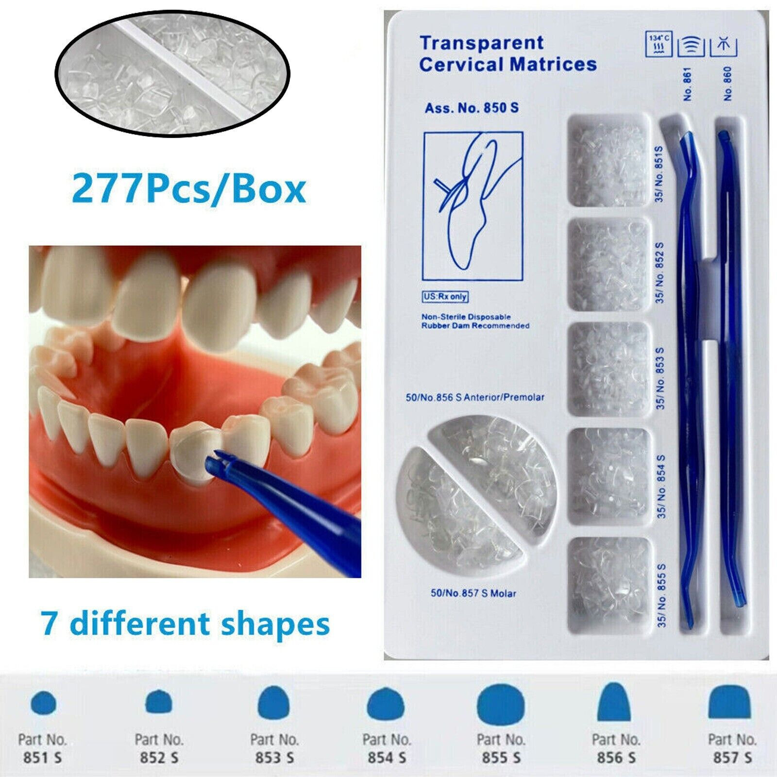 277Pcs Dental Cervical Matrices Composite Gingival Retractor Transparent Matrix