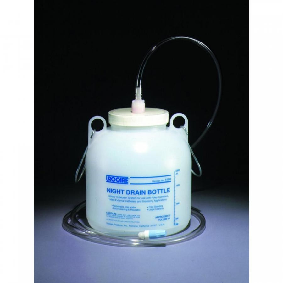 Urocare Urinary Drain Bottle 2000mL AntiReflux Valve Graduat. No Port 60″ Tube 1
