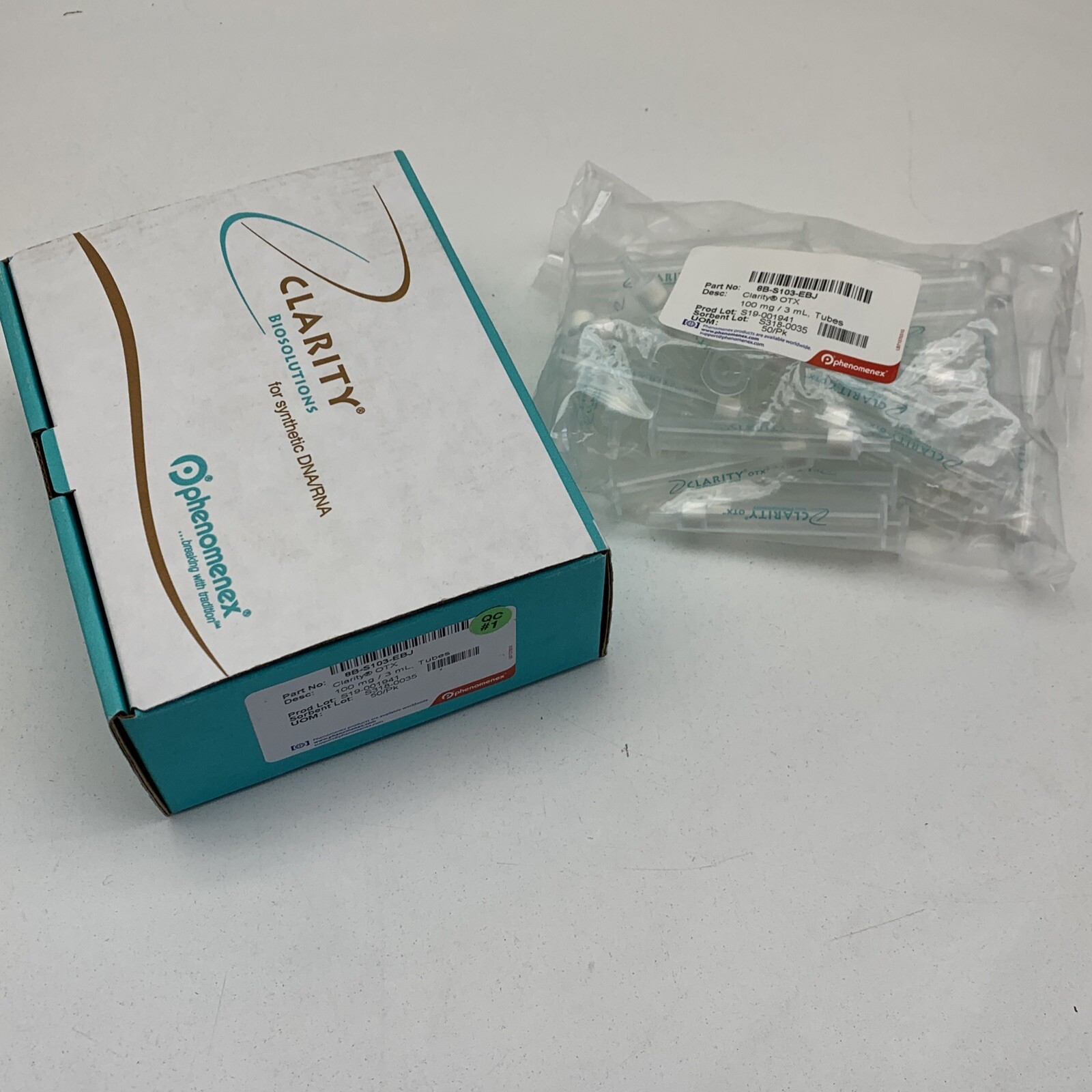 (50-Pack) Phenomenex 8B-S103-EBJ Clarity OTX Tube 100mg / 3mL