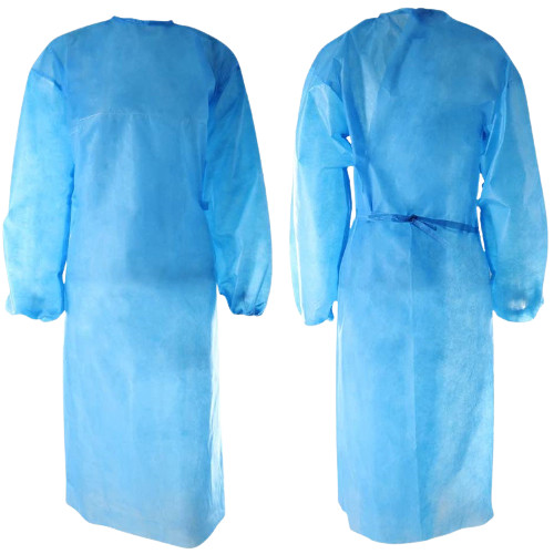 Non-Woven Surgical Isolation Gown Knit Cuff Fluid Resistant Blue 10 / 25 / 50 pk