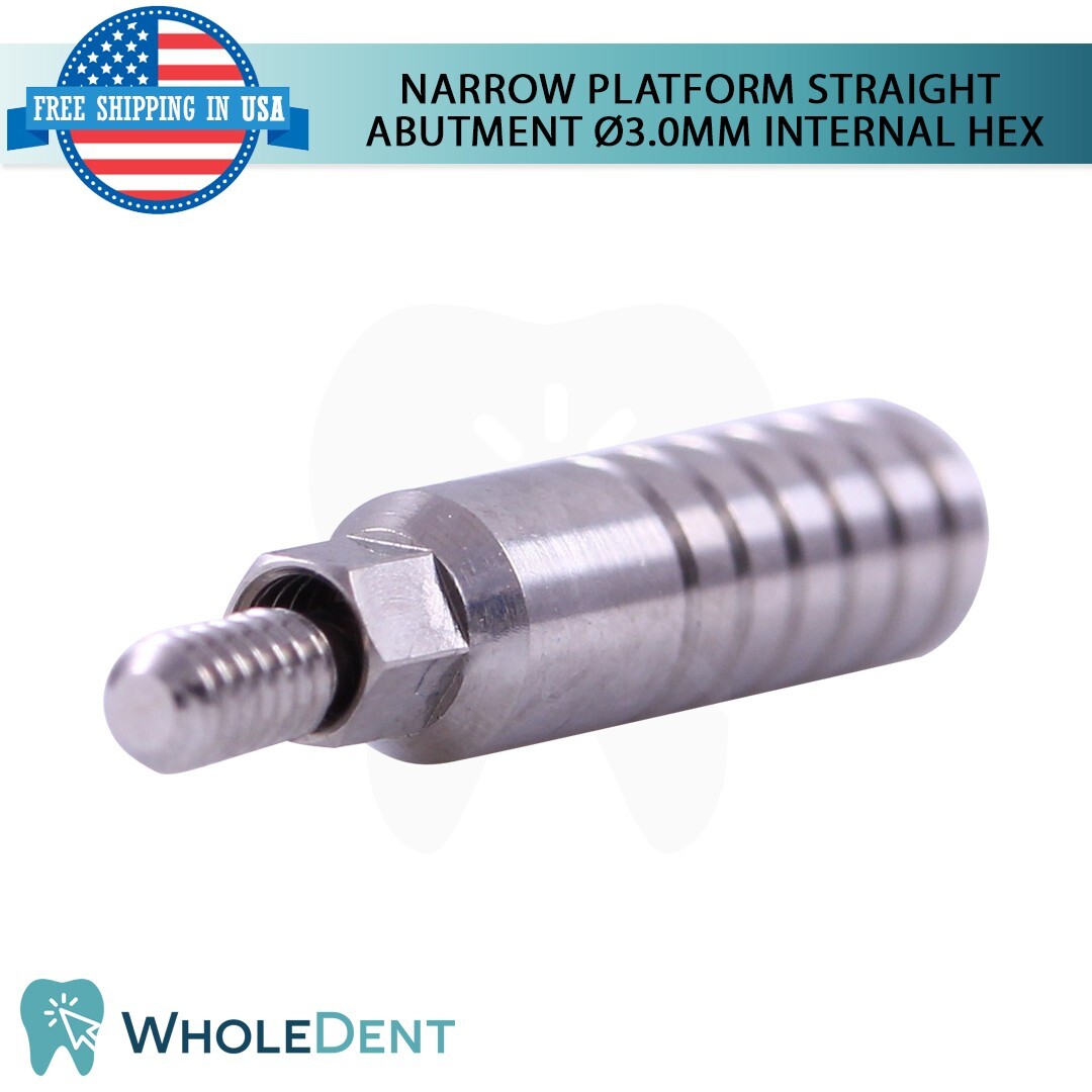 5x Dental Titanium Straight Prosthetic 9.0mm Slim Platform Int Hex 2.0mm