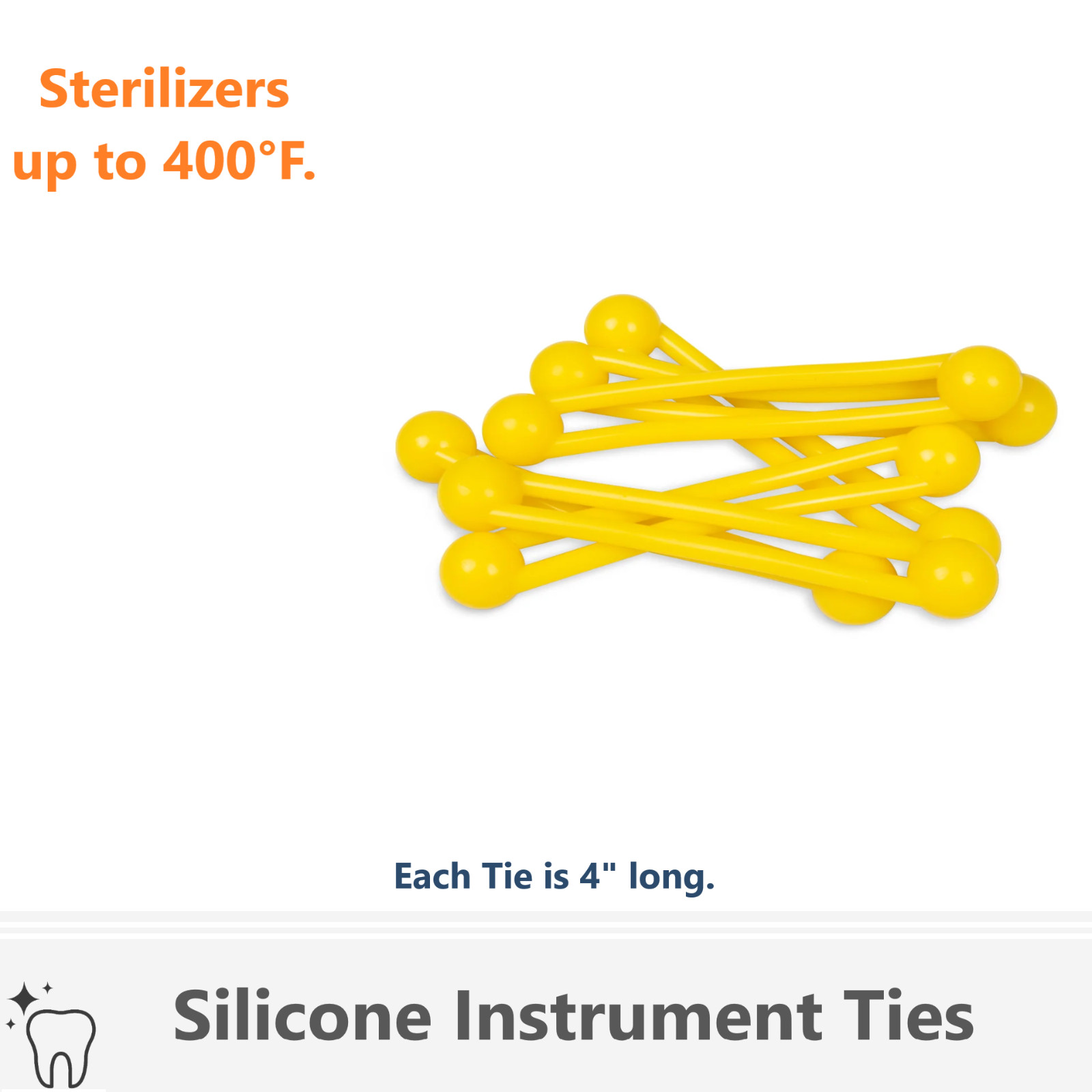 Dental Silicone Instrument Ties – Bundling System, Sterilize Upto 400F, 4″ Long