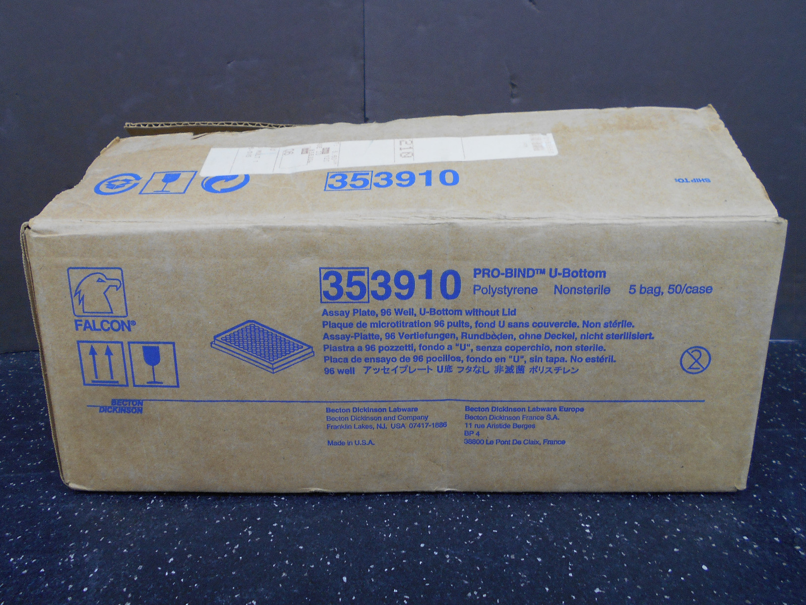 BECTON DICKINSON FALCON 353910 PRO BIND 96-WELL ASSAY PLATE U-BOTTOM NO LID 45/B
