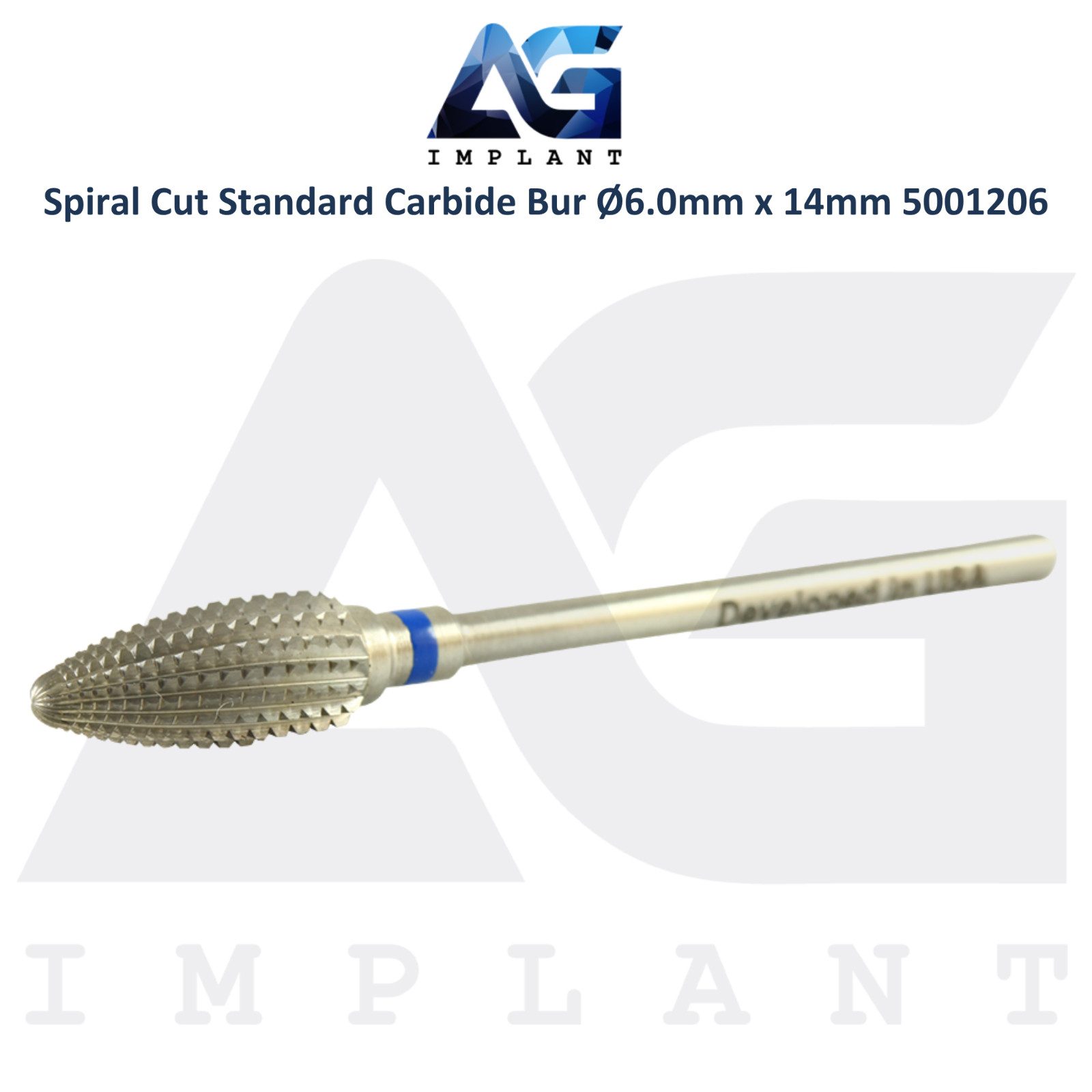 Dental Wilson Spiral Cut Standard Bur Ø6.0x14mm Straight Edge Carbide 5001206