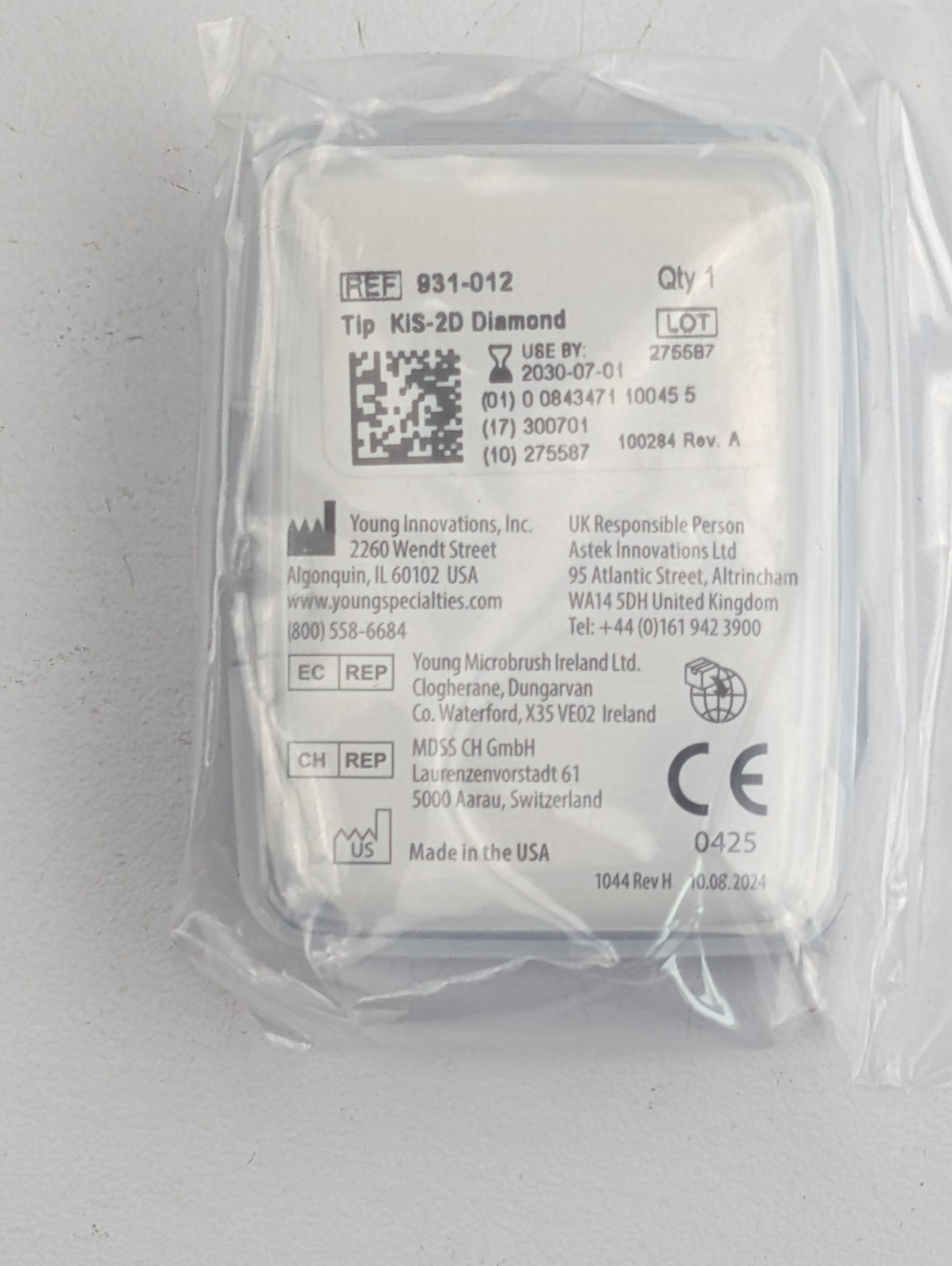 NEW Obtura Spartan Ultrasonic KiS-2D Diamond Tip, 1/Pk 931-012