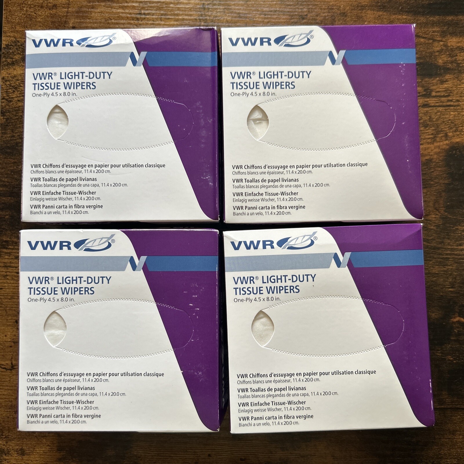 Lot of 4 Boxes VWR 82003-820 Duty Tissue Wipers • 280 Sheets Each • One-Ply