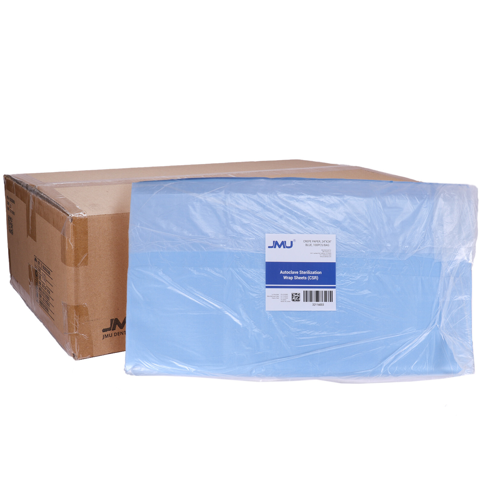 100pcs Autoclave Sterilization Wrap Sheets (csr) Crepe Paper 24″x24″ Blue