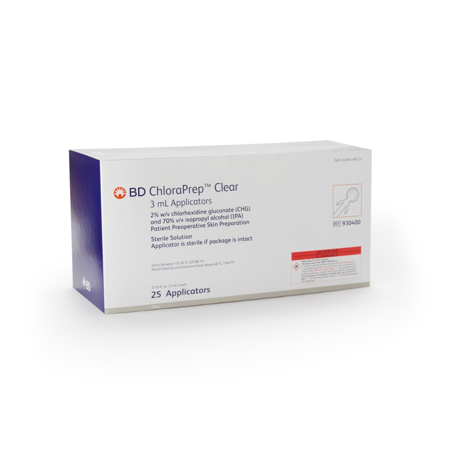 Skin Prep Solution ChloraPrep Clear 3 mL Foam Applicator BD 930400, 25/Box