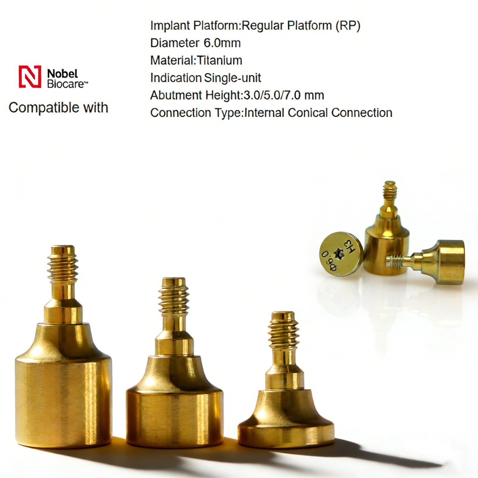 US Dental Nobel Healing Abutment 3.6/5.0/6.0mm & 3/5/7mm Height NP/RP Compatible