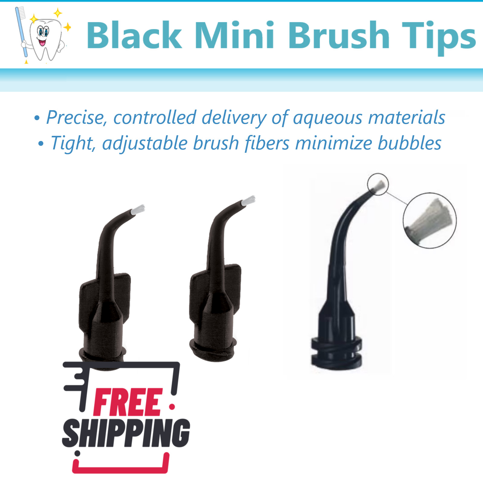 Dental Ultradent® Black Mini® Type Viscous Materials Delivery, 19ga w Brush 50Bx
