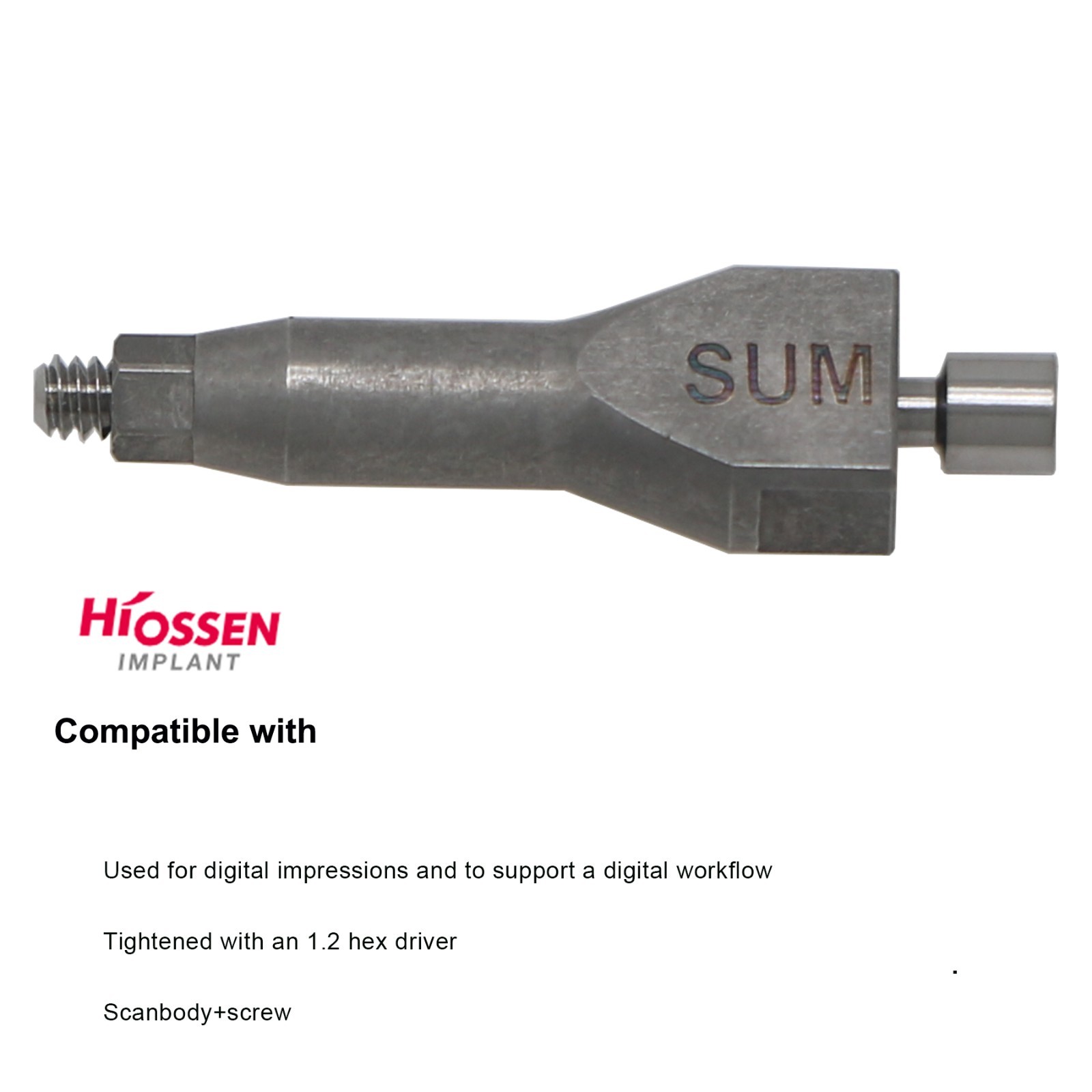 Dental Scan Body post Hiossen Mini/Regular conical ET Fits CAD CAM Internal Hex
