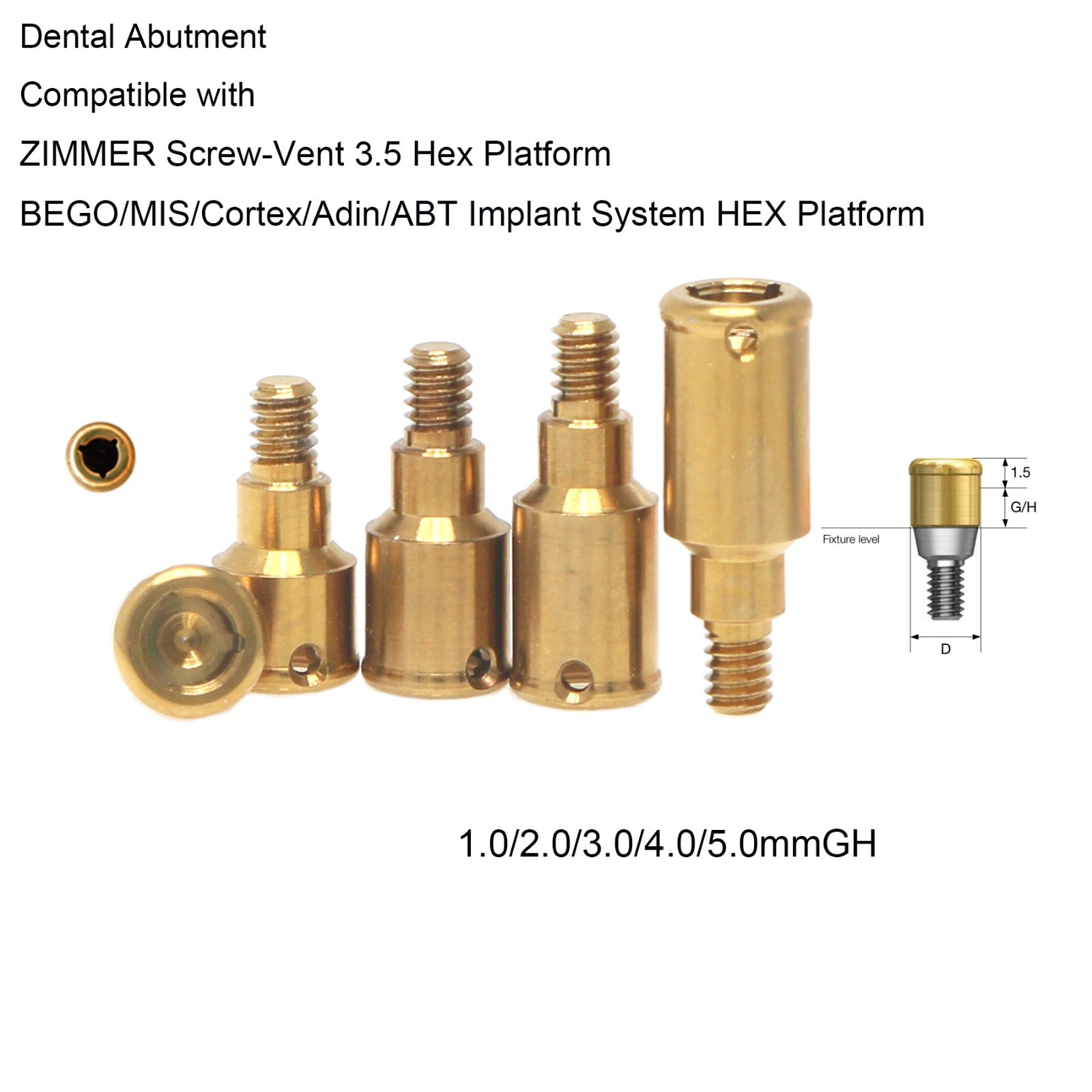 US Locator Abutment W/Male cap Inserts for Zimmer TSV /Biohorizon 3.5mm Mis ABT