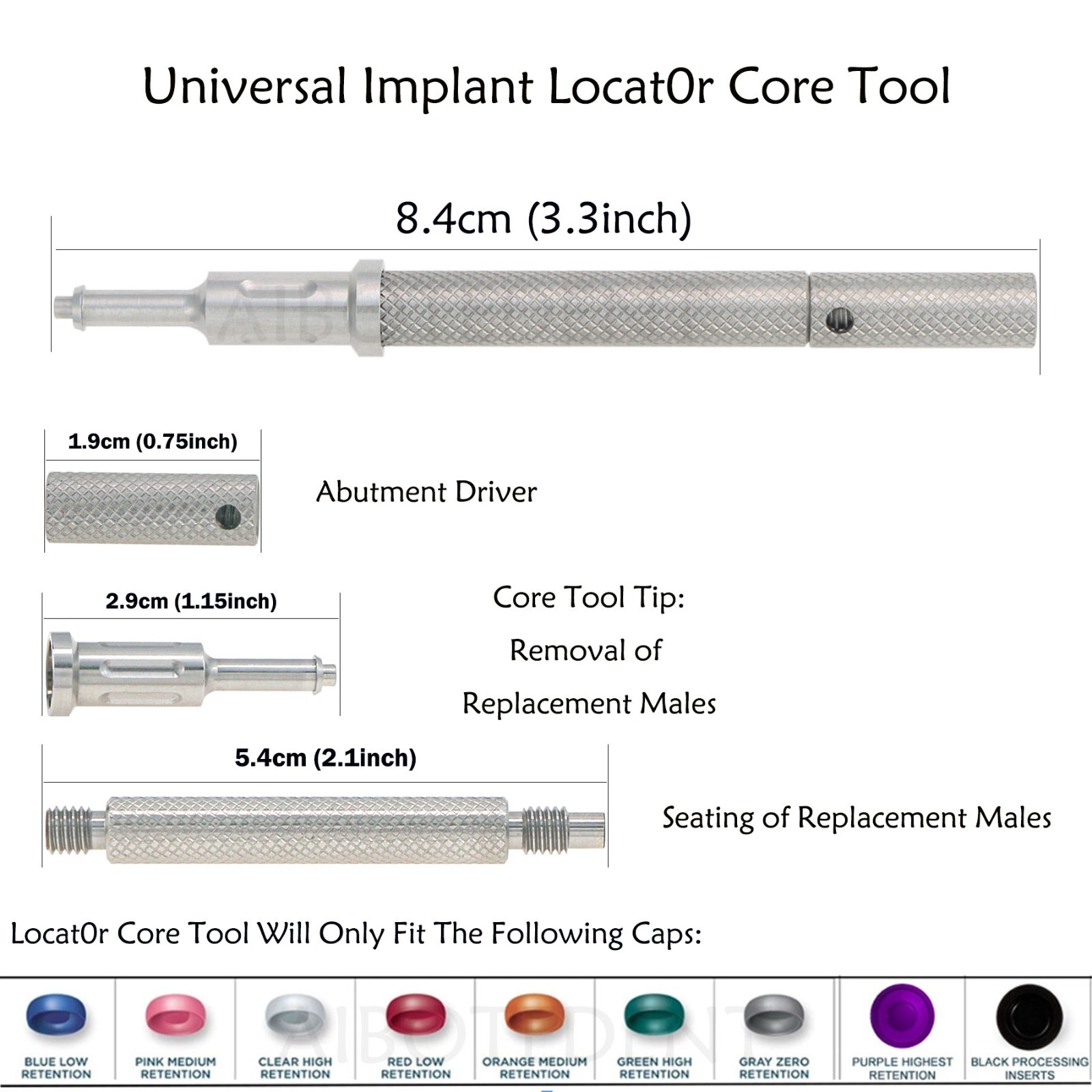 US Universal Dental Retention Caps Insertion Extraction Remove Locator Core Tool