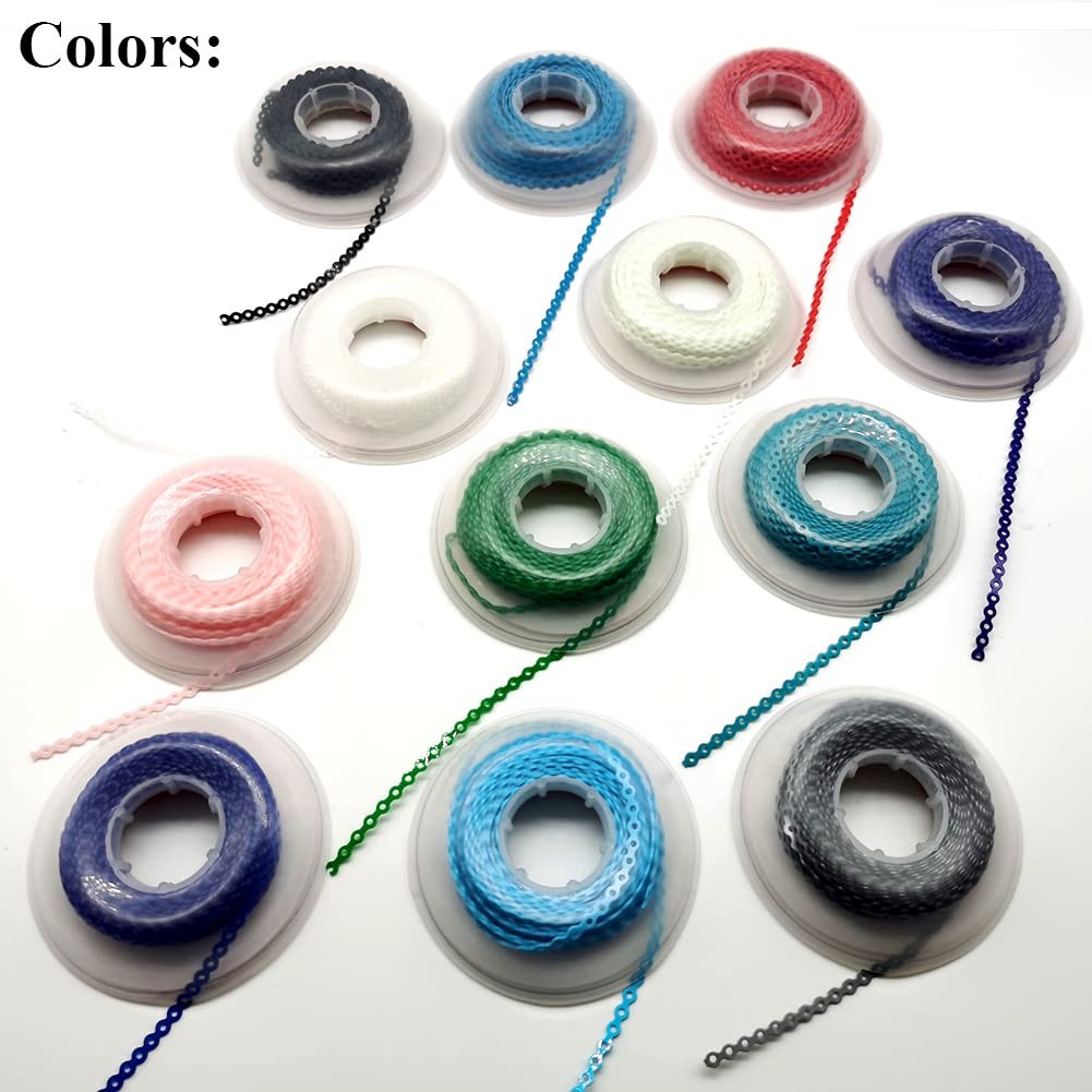 SNAWOP Dental Orthodontic Power Chain Multicolor Spool Elastic Closed, Black