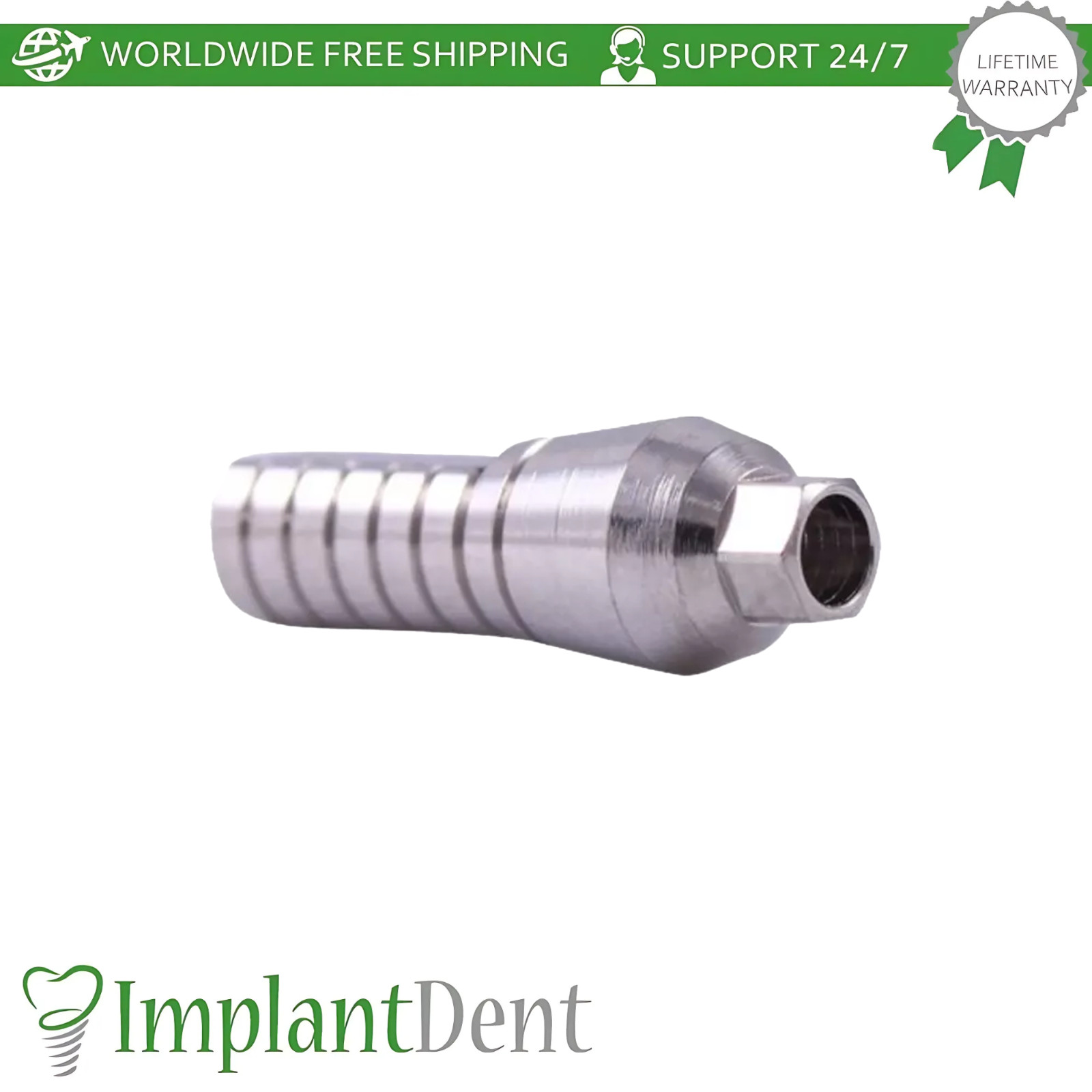 1x Dental Spiral Fixture SLA, Straight Prosthetic, Healing Cap Int Hex 2.42mm