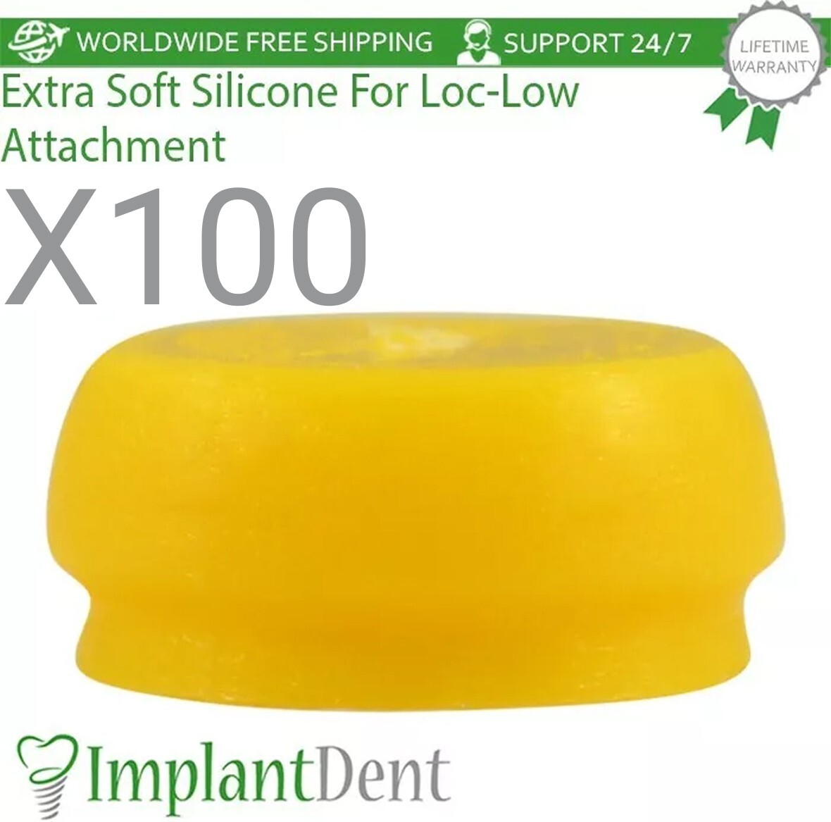 100x Extra Soft Silicone Cap Insert For Loc Low Attachment Dental Prosthetics