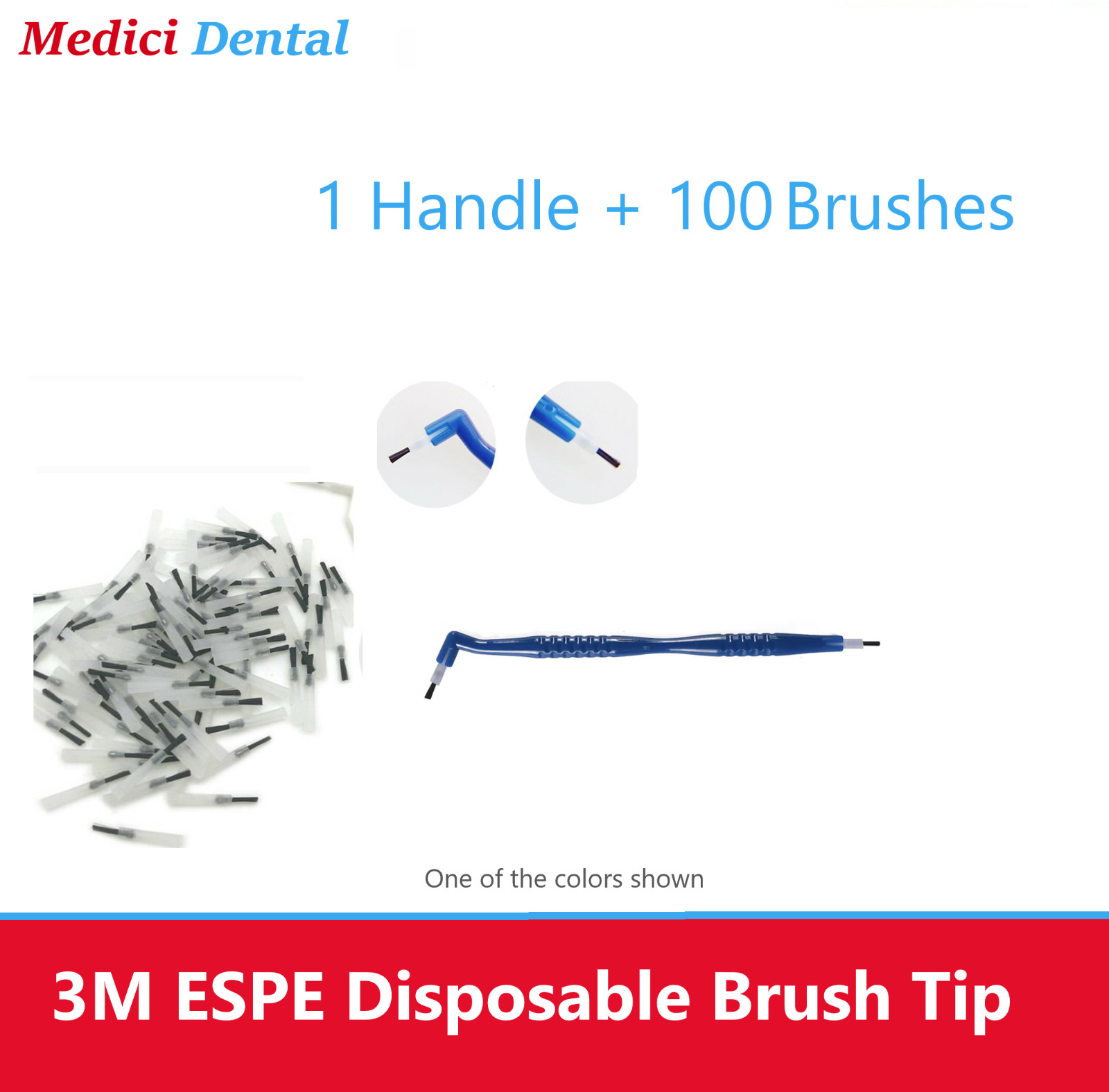 Dental Disposable Brush Applicators 100 Pieces & with Handle, Bendable Brushes