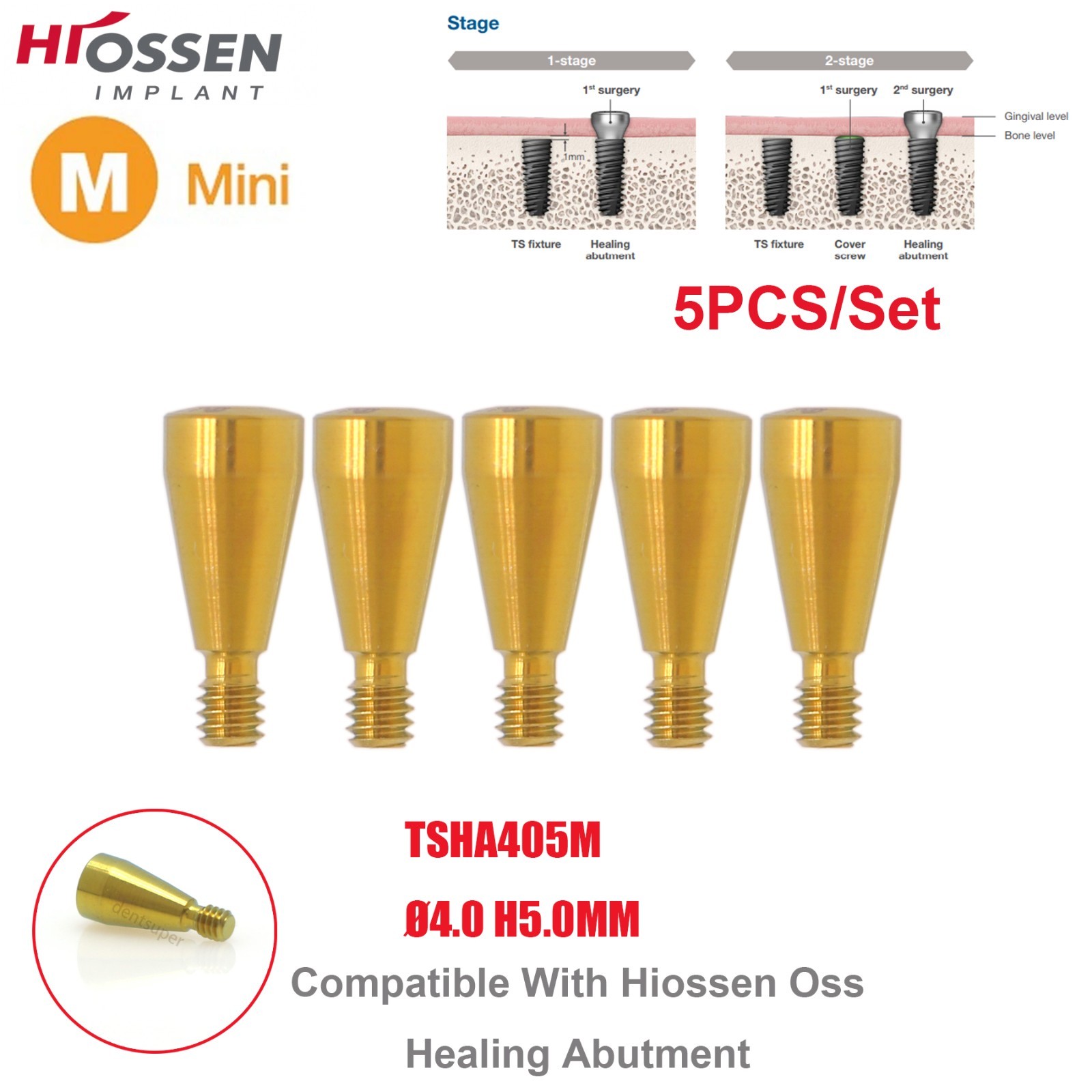 US Dental Titanium Mini Healing Abutment & Cover Screw Fits Hiossen ET Osstem TS