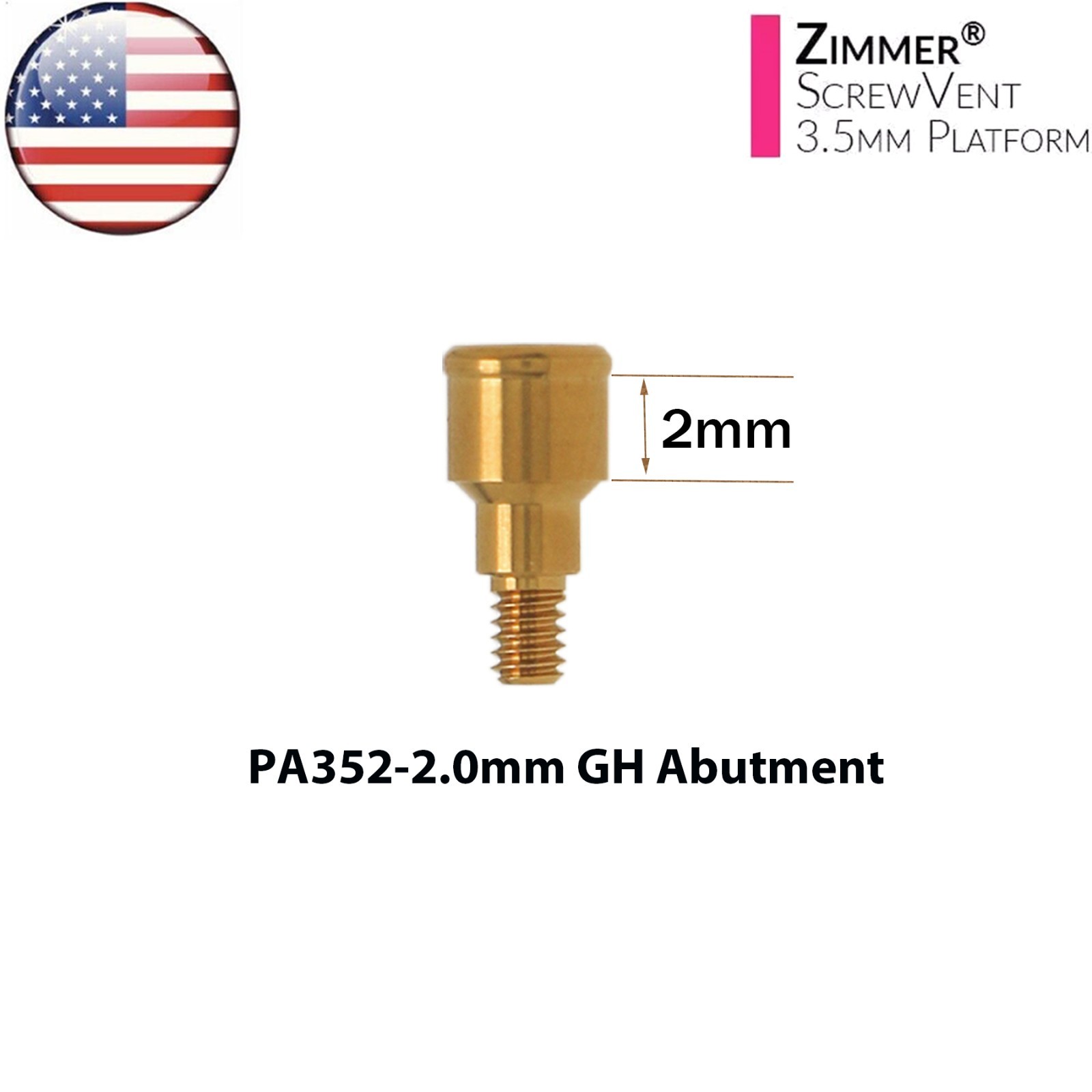 US Dental Locator Abutment For Zimmer Tapered Screw-Vent TSV Ø3.5/4.5mm Platform