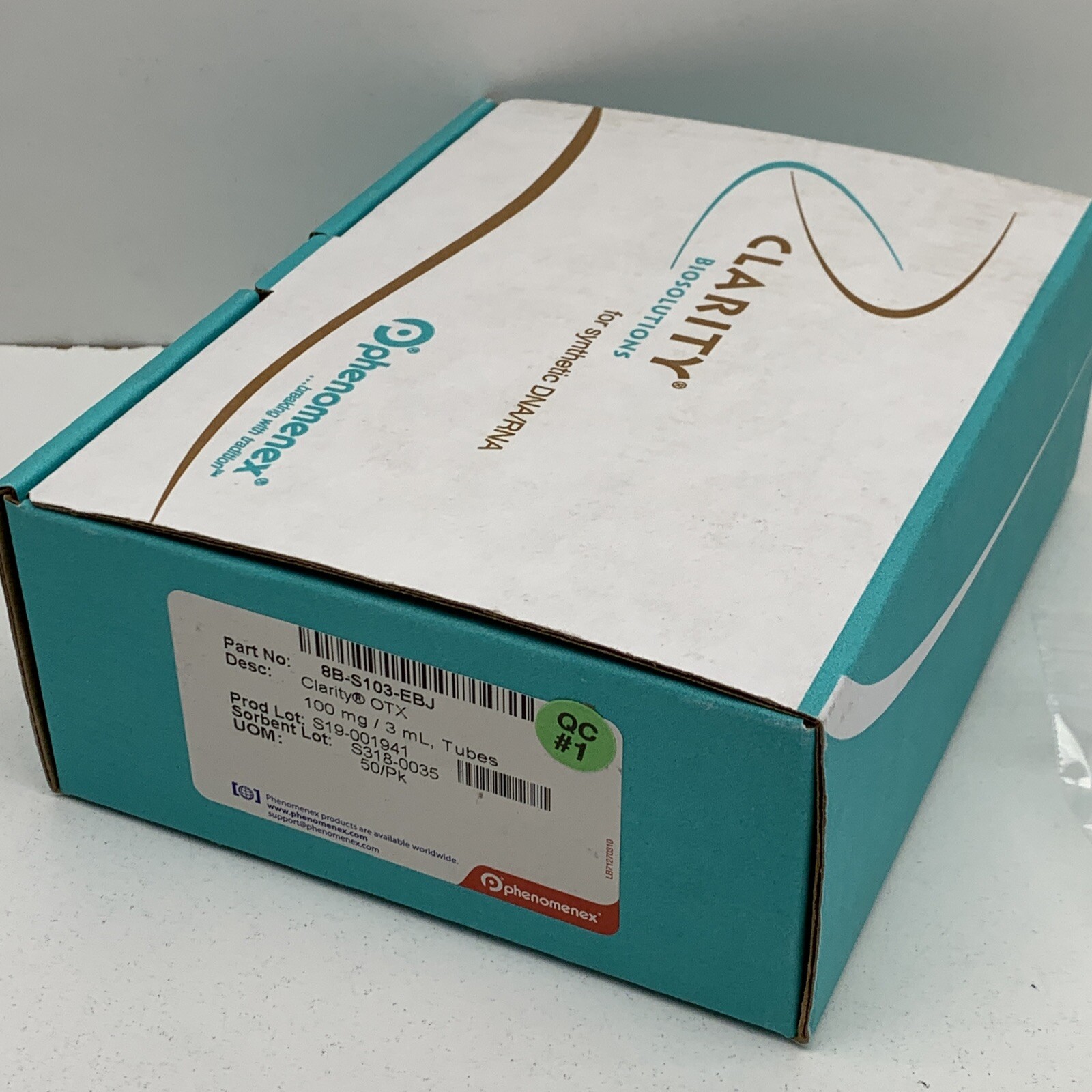 (50-Pack) Phenomenex 8B-S103-EBJ Clarity OTX Tube 100mg / 3mL