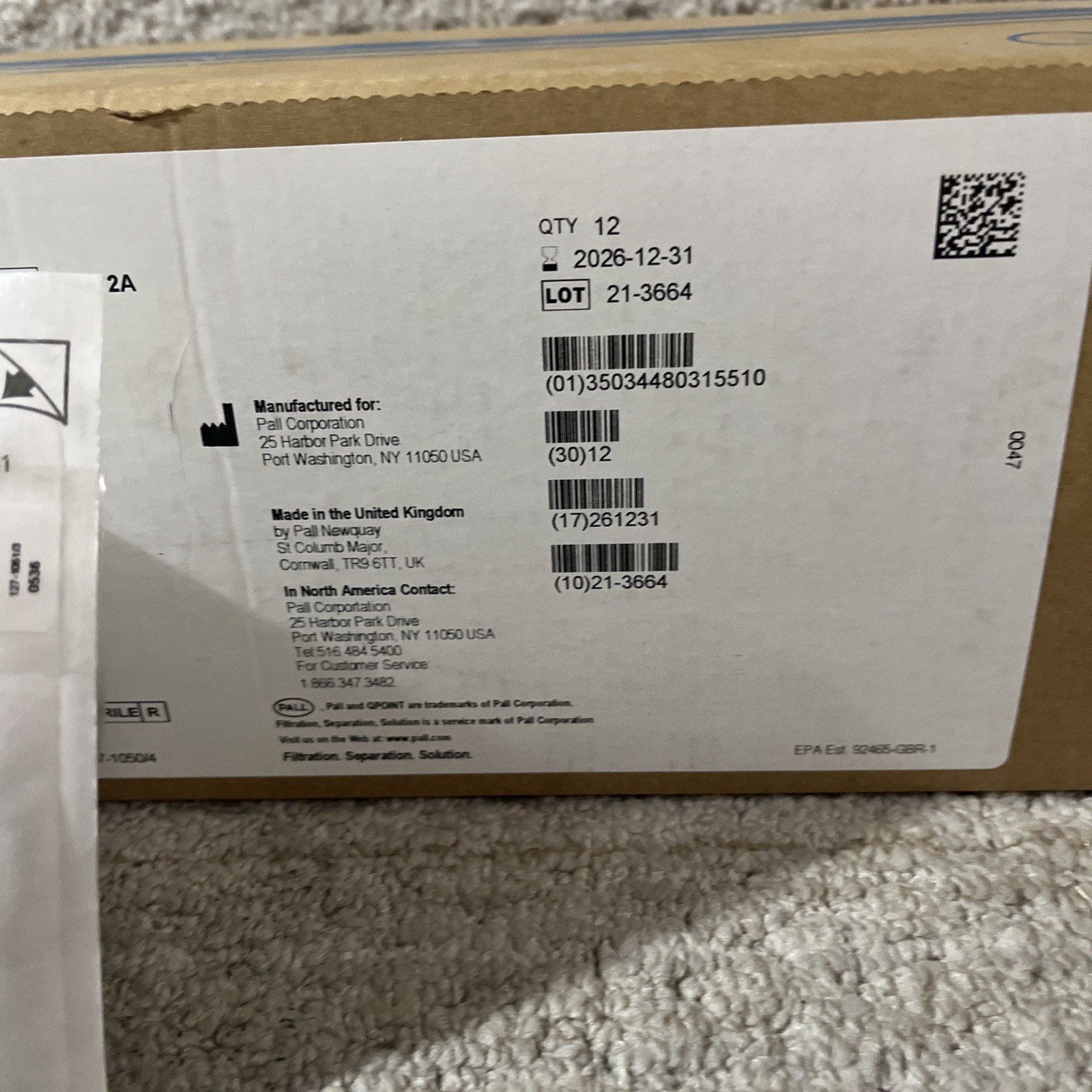 NEW LOT of 12 Pall QPoint Filter Capsule QJ212A, EXP: DEC 2026 fits QJ212A QJ22A