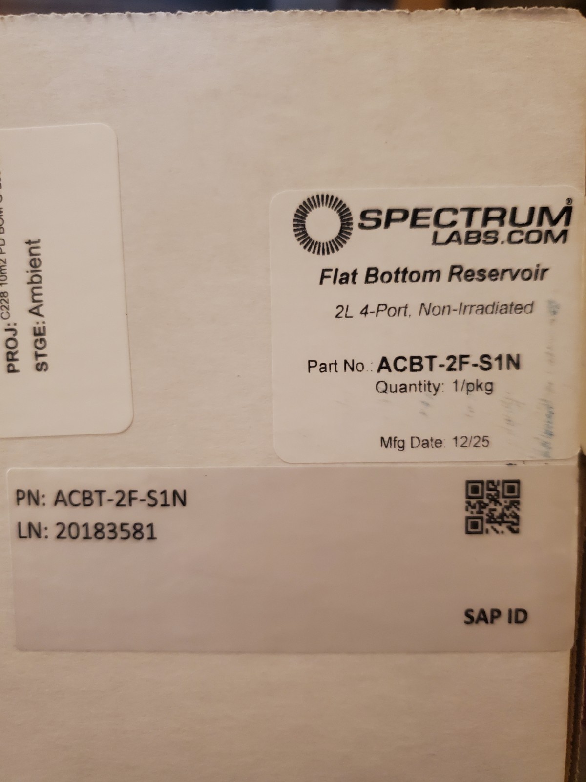 New SPECTRUM LABS ACBT-2F-S1N RESERVOIR 2 LITER BOTTLE, 4-port Free Shipping USA