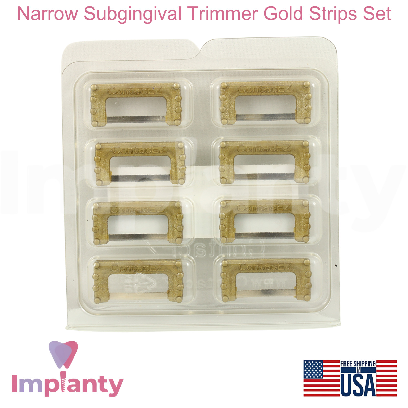 Narrow SubgingivaI Trimmer Gold Dental Restoration Strips Set Medium-Coarse 8pcs