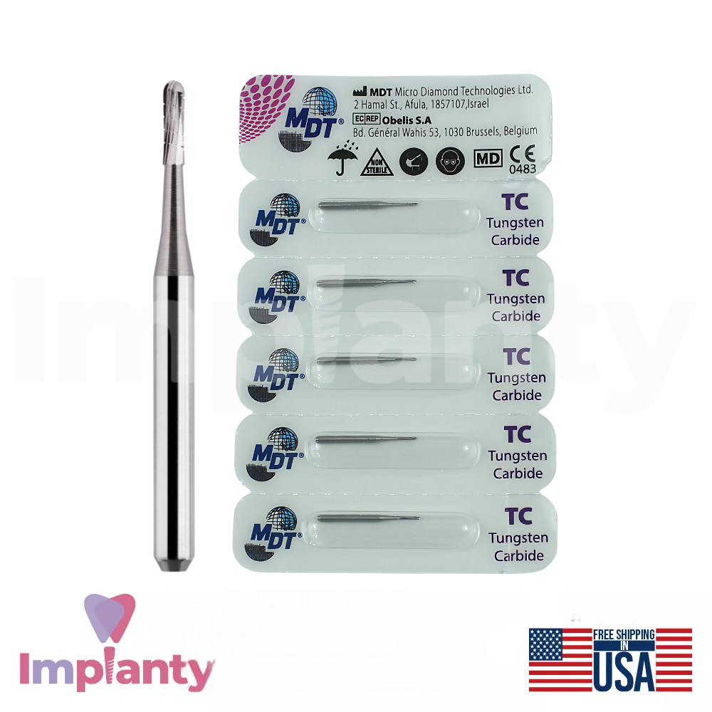 MDT Dental FG Carbide Domed Fissure Cross Cut Burs Contouring Tooth Surfaces