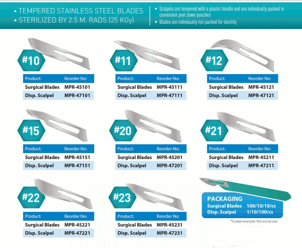 100/Bx Sterile Surgical Carbon Steel Blades Scalpel Handle Dental #12 Medpride