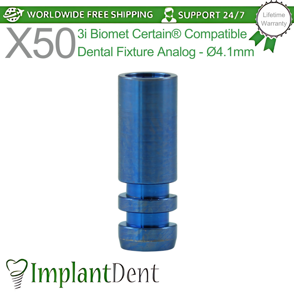 50x Dental Fixture Analog Ø4.1mm 3i Biomet Certain® Compatible Dentistry Tool