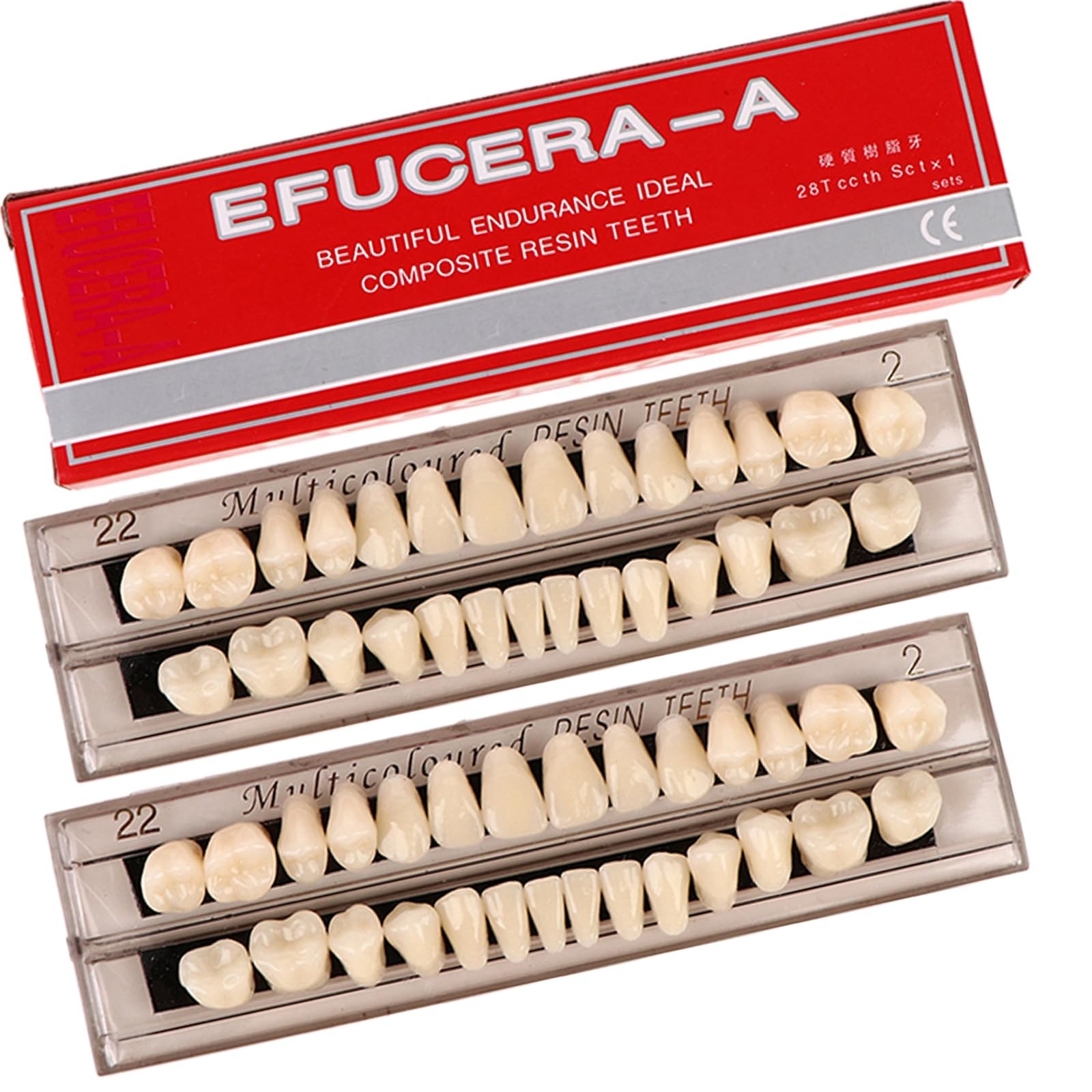 56 Pieces False Teeth, 2 Sets Whole Teeth Synthetic Polymer Denture Teeth,…