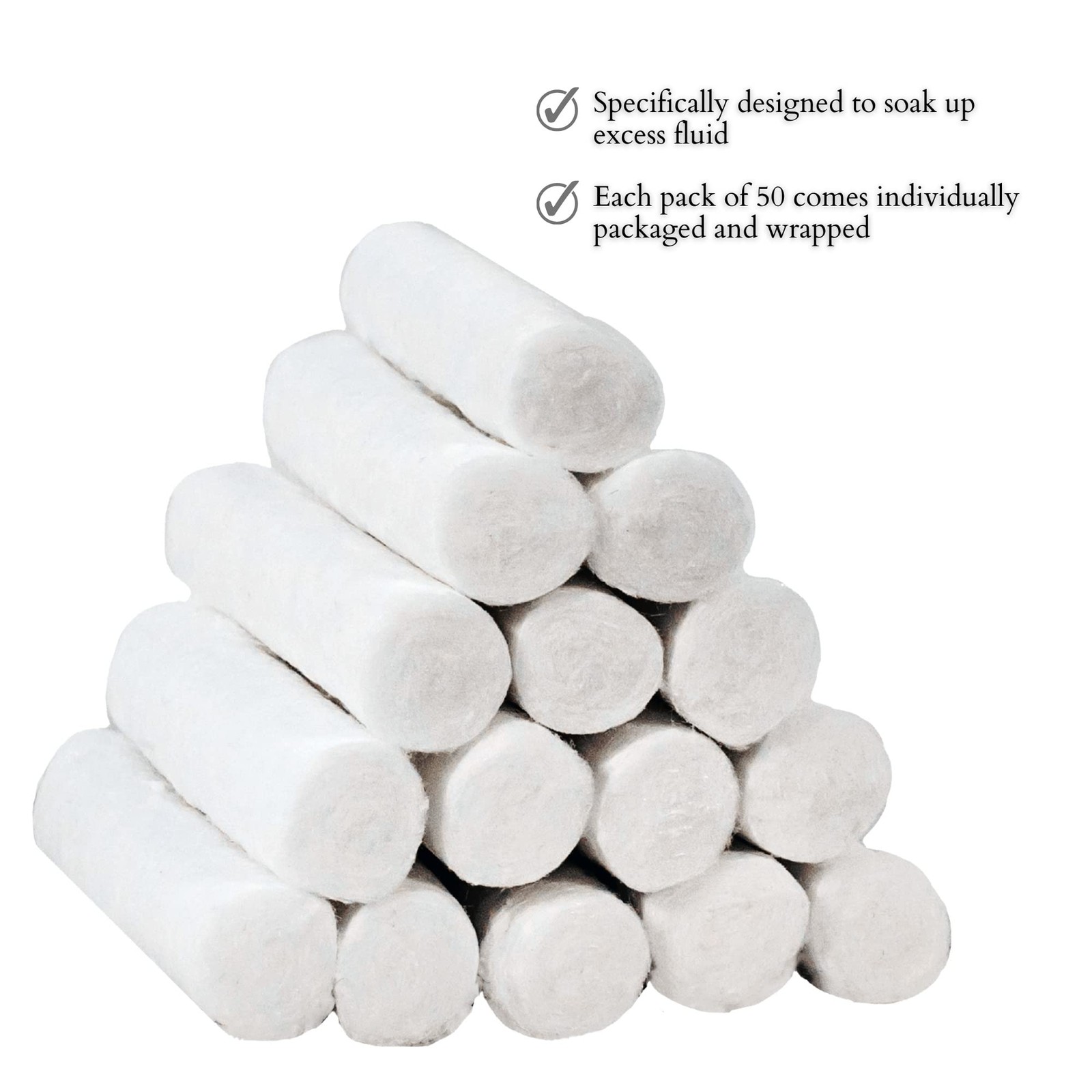 Vakly Dental Cotton Rolls #2 Medium 1.5 in (100 100 Count (Pack of 1), White