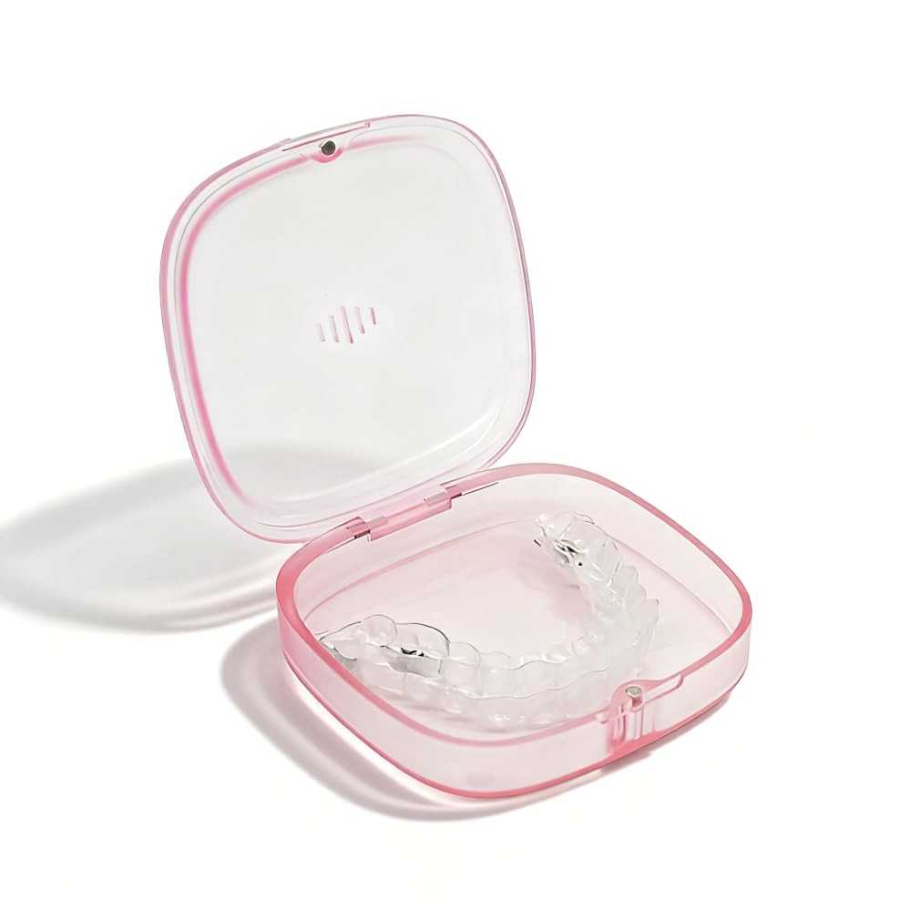 Maobuli Transparent Slim Retainer Case, Small Aligner Box Small, Clear Pink