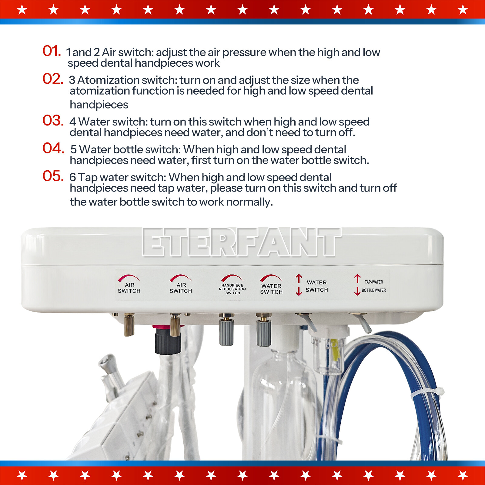 Portable Mobile Dental Delivery Unit System Cart Treatment Compressor 4-Hole New