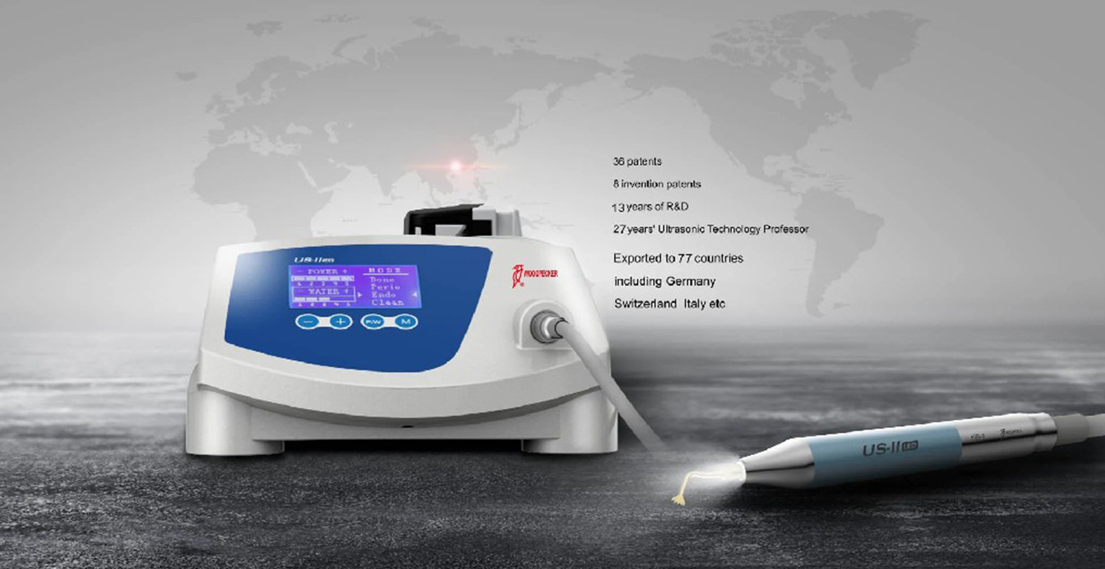 Woodpecker US-II LED Piezo Bone Ultrasurgery 2 x LED Handpieces 14 x Tips