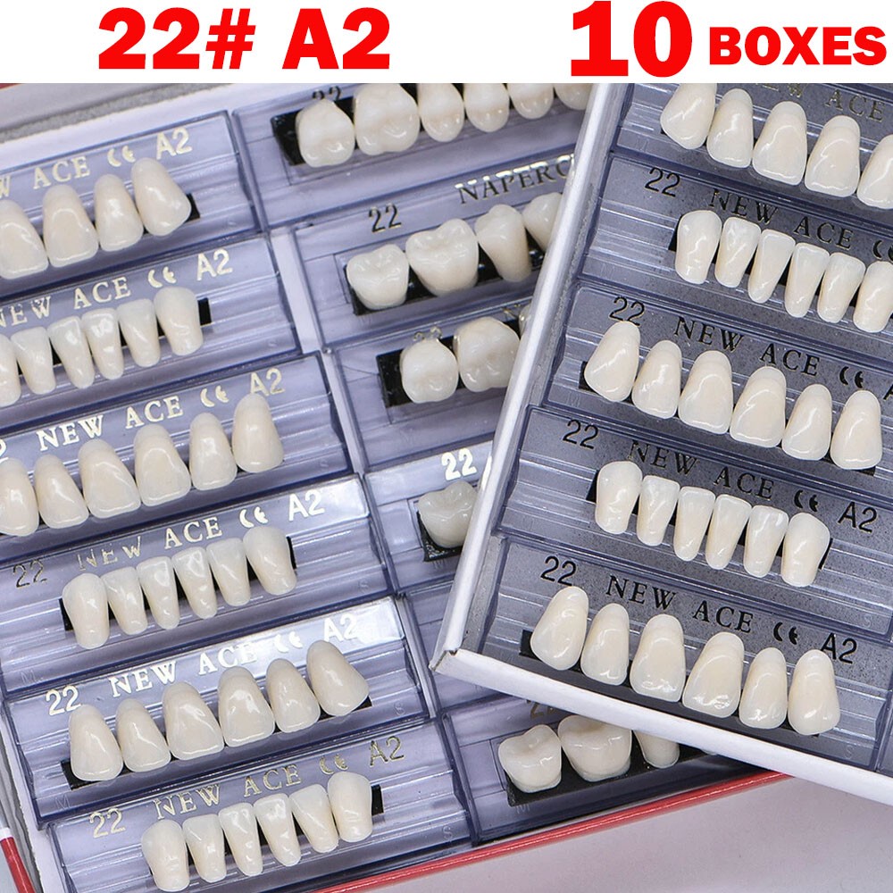 10Boxes Dental Acrylic Resin Denture 22#A2 Full Set Teeth Upper Lower Shade US