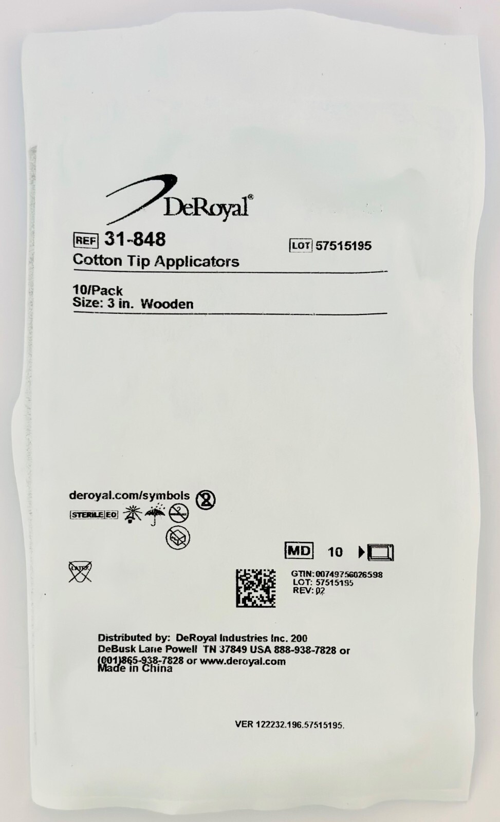 *25-Packs* DeRoyal Cotton-Tip 3″ Wooden Applicator 31-848