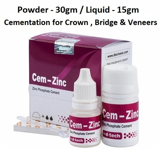 D Tech Dental CEM ZINC Superior Zinc Phosphate Cement for Crown Bridges & Veneer
