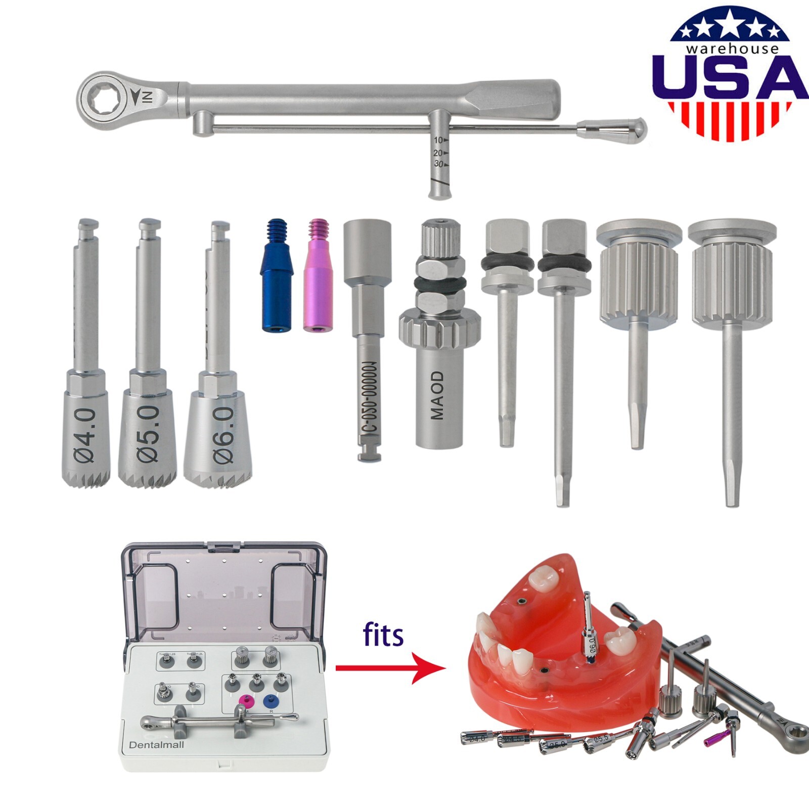 HIOSSEN OSSTEM PROSTHETIC KIT Implant Bone Profilers Torque Wrench Screwdrivers