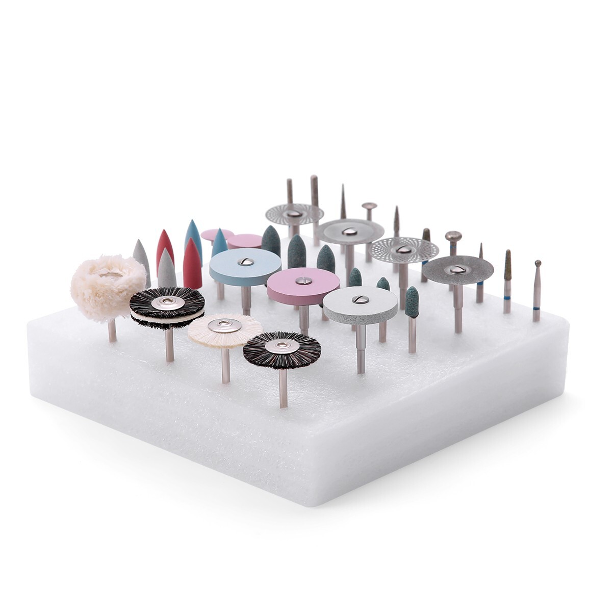 Dental Diamond Burs Polishing Brushes HP Polishers Stone Silicon Wheel Discs Kit