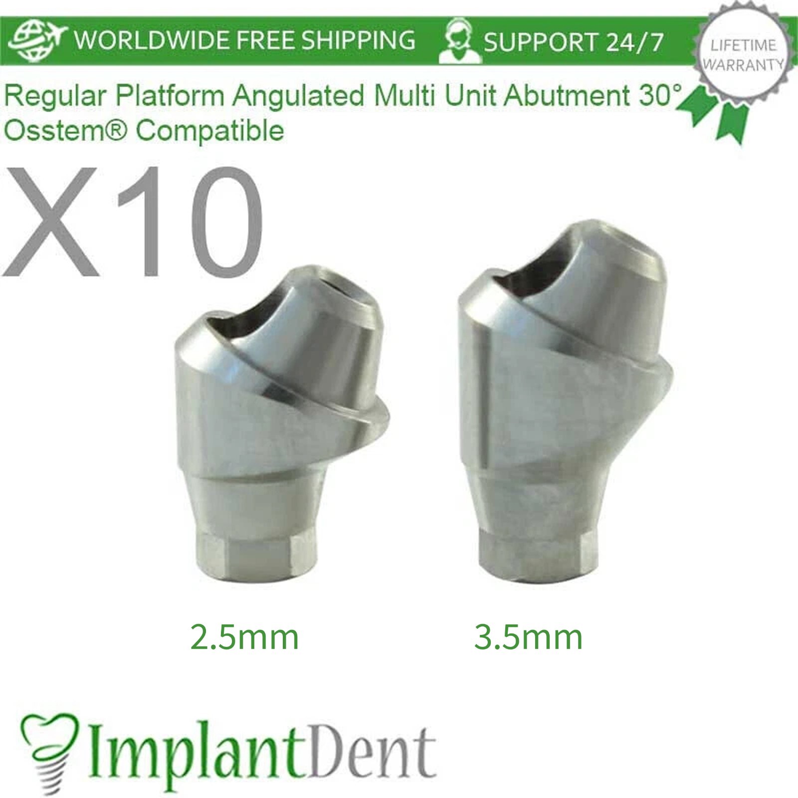 10x Dental Regular Platform Multi Angled Prosthetic 30° 0sstem Compatible