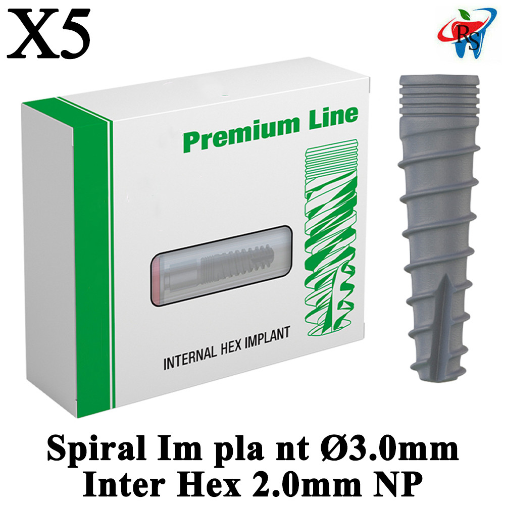 5pcs Dental Spiral Narrow Platform Im pl ant Ø3.0mm Inter Hex 2.0mm