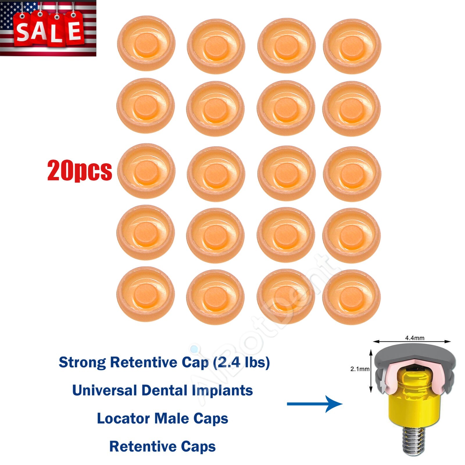 US Dental Overdenture Implant Retention Cap Abutment Metal Housing Kit Xtra-Soft