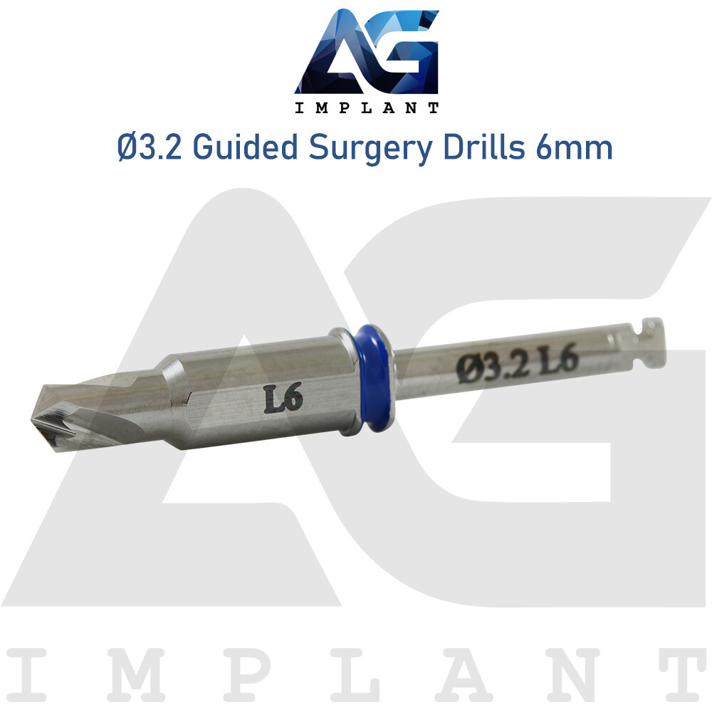 1 Dental Straight Guided Stopper Drill 3.2mm Set With Guide Sleeve Blue Color