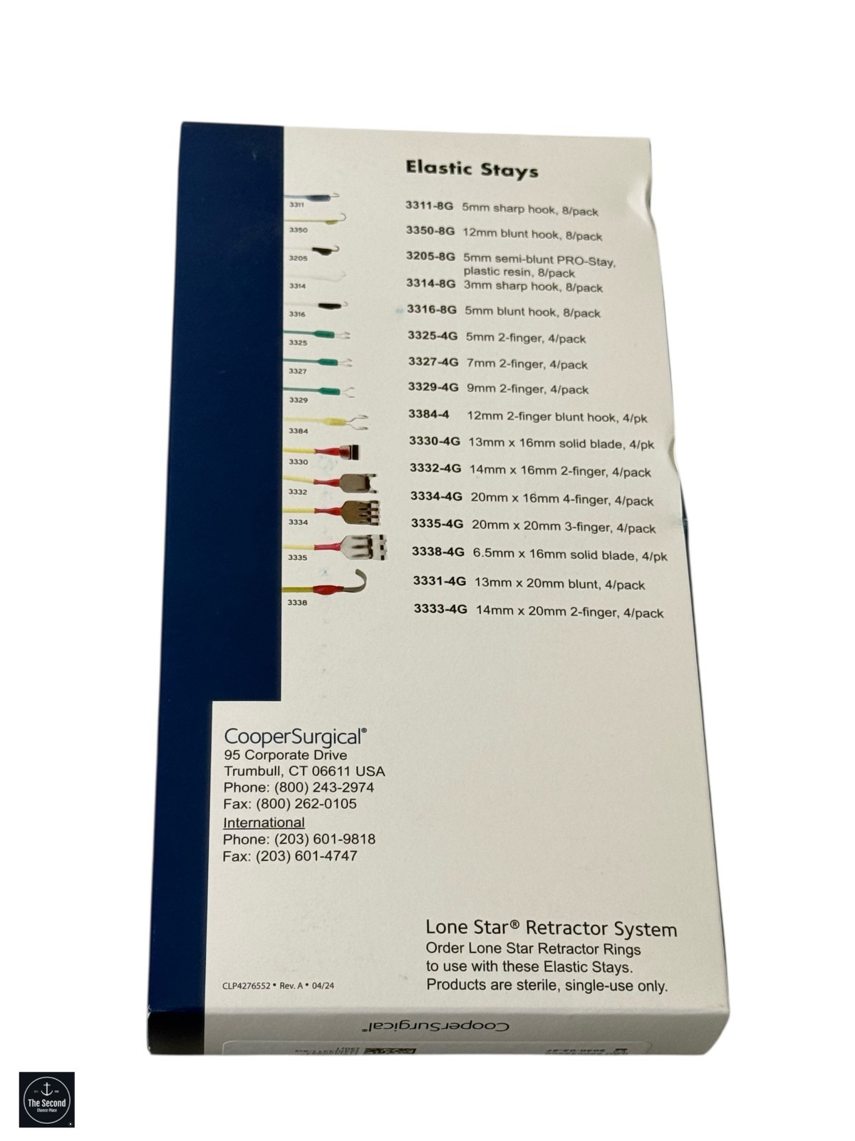 8-Piece Cooper Surgical Lone Star Elastic Stays 5mm Sharp Hook Sterile 3311-8G